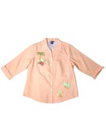Vintage LasOlas Shirt Flip Flop Flowers Beach Orange Button Up Shirt Siz... - £17.00 GBP