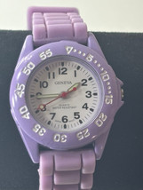 Geneva Purple Dial Round Case Purple Silicone Band Sports Watch *NEEDS B... - $9.89