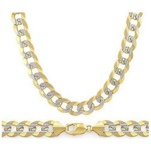 6.9mm Cuban Curb Silver 14k Y Gold Plated Men Link Italian Chain Necklace - £122.88 GBP