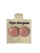 Vintage Pink Enamel Stud Earrings Hypoallergenic Retro Minimalist 0.25” - $10.80