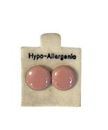 Vintage Pink Enamel Stud Earrings Hypoallergenic Retro Minimalist 0.25” - $10.80