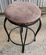 Swivel Stool No Back Sitting Table Chair Fabric Seat Metal Base - $24.99