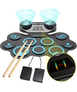 Electronic Drum Set With 9 Pads From Konix, Electric Roll-Up Practice Pa... - £83.28 GBP