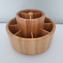 Pampered Chef Tool Turn About Utensil Craft Organizer Caddy Lazy Susan Bamboo - £31.53 GBP