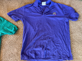 Vintage 1980&#39;s McDonald&#39;s Dipendente Uniforme Polo Viola Blu L Grande - £15.12 GBP