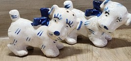 Vintage White + Blue Dog Salt &amp; Pepper Shakers Set Made In Japan Adorable - £9.19 GBP