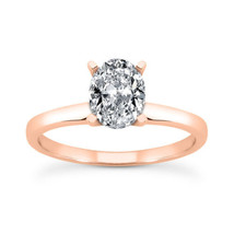 Diamond Engagement Ring Oval Shape H SI2 Treated 14K Rose Gold 0.95 Carat IGI - £1,970.86 GBP