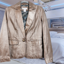 Gold Luxe Jacket Vegan Leather Metallic  Jacket - Size Small - £116.89 GBP