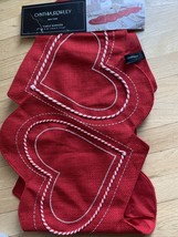 Four Hearts Table Runner Cynthia Rowley 15” X 48” Valentines Red Embroidered New - £30.51 GBP
