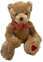 Applause Stuffed Animal Tan Teddy Bear Plush with Hearts Bow Tie 9 Valentine - £10.22 GBP