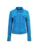 DR213 Women&#39;s Retro Classic Levi Style Leather Jacket Blue - £107.64 GBP