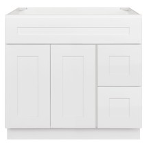 36&quot; Vanity Sink Base Cabinet with Right Drawers Alpina White by LessCare - $677.16