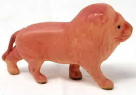 Pink Lion Celluloid Toy Figurine Black Eyes Walking Vintage - $11.35