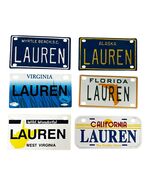 Personalized Metal Plate Set &quot;Lauren&quot; Decorative Collectible Bicycle Siz... - €12,36 EUR