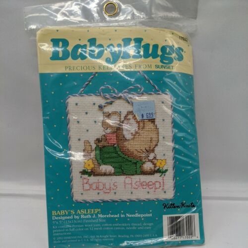 Baby Hugs Precious Keepsakes From Sunset Baby's Asleep! 5"X5" Needlepoint - $19.79