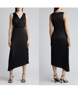 Sam Edelman Pleated Asymmetric Hem Satin Dress, Classic Black, Size 10, NWT - $99.00