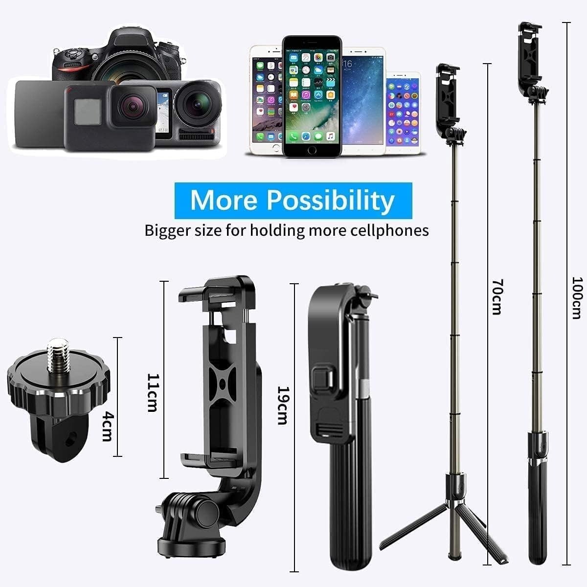 STEADYGRIP Pro Selfie Stick Tripod - No-Shake, Detachable Wireless Remot... - $26.34