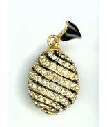 Russian Faberge Egg Pendant Swirling gems with Black enamel, more - $45.76 CAD