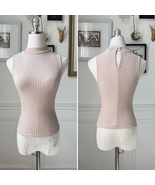 Vintage 90s Contempo Casuals Crop Mock Neck Champagne Beige Tank Top XS - $24.48