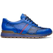 Brescia Genuine Snake and Calfskin Fashion Sneaker Electric Blue image 2