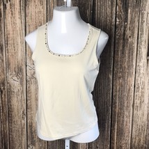 Covington Cute Shirt Blouse ~ Sz S ~ Beige ~ Sleeveless ~ Stretch - $15.29