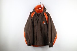 Vintage 90s Mens Medium Faded Cleveland Browns Football Quilted Hooded J... - $98.95