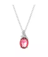 3 ct. Raspberry Sparkle Oval Cut Rhodium-Plated CZ Pendant Necklace  - $33.00