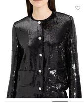Theory Cropped Sequin Jacket Sz 2 Black $475 - £117.54 GBP