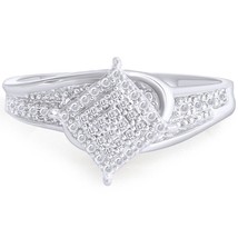 1/10CT Simulé Cluster Diamant Carré Fiançailles Vintage Bague Argent Sterling - £108.97 GBP