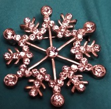 Snowflake Star Rhinestone Brooch Scarf Pin Vintage - $10.00