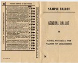 Sample General Ballot 1968 County of Sacramento Nixon Humphrey  - £21.92 GBP