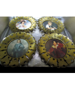 4 Vintage Brass Pictures Wall Plates Made in England Children Young Adults - $23.74