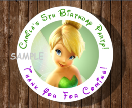 12 Tinkerbell birthday party stickers,round,personalized,favors,lollipop... - $11.99