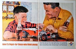 Pepsi Cola father son car original center fold 1964 Vintage Print Ad - £9.19 GBP