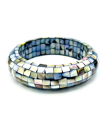 Two&#39;s Company Mosaic Inlay Mother Of Pearl Domed Bangle Bracelet - £30.14 GBP