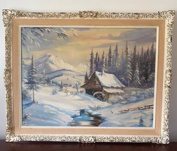 Oil Painting Winter Scene Harry Hoffman Germany Oil On Canvas Framed Large Srd. - £240.43 GBP