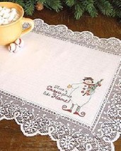 Heritage Lace Christmas Snow Place Like Home Placemat or Doily 14 x 19&quot; White - £9.67 GBP