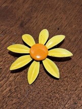 Vintage Yellow Daisy Brooch/Pin Orange Center - $14.84