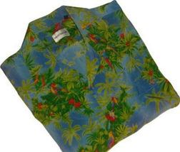 Vintage Monsieur 70&#39;s Hawaiian Shirt Made in Italy Parrots Size Large - £15.70 GBP