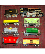 LIONEL PREWAR O GAUGE 262E STEAM LOCOMOTIVE/6 FREIGHT CARS  1930'S  BRASS NICKEL - $575.00