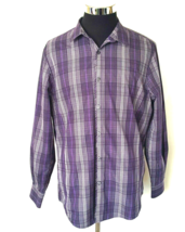 Structure Shirt Mens Size Large Cotton Plaid Modern Fit Dark Purple Gray Black - £13.31 GBP