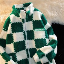 T jacket women s checkerboard stitching zipper jacket women loose and fluffy y2k casual thumb200