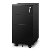3 Drawer Vertical File Cabinet, Mobile Filing Cabinet With Slim Width Fo... - £148.66 GBP