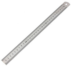 Stainless Steel 12&quot; 30cm Straight Edge Metal Ruler Double Sided Inches &amp; Metric - £13.08 GBP