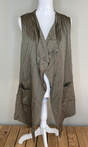 Vince Camuto NWT $119 Sleeveless Open Front VeSt Silky Top Size L Olive Green D1 - £27.71 GBP