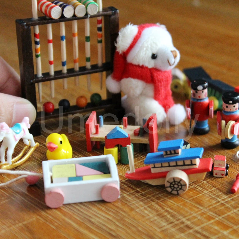 1/12 Scale Dollhouse Miniature Croquet Set Train Bear Toy for OB11 Middle Blyth - £7.13 GBP+