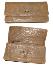 Pilcro Anthropologie Tan Distressed Soft Pebbled Leather Accordion Wallet - £31.59 GBP