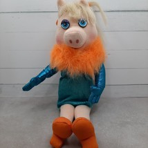 Nanco Vintage Miss Piggy Doll Plush 1980&#39;s Jim Henson Muppets 10&quot; Blue Dress - £9.45 GBP