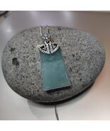 Natural Guatemala Icy White Green Blue Sky Trapezoid Jadeite Pendant SL041 - $214.61