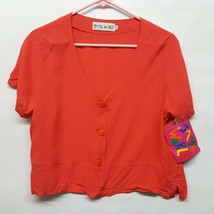 New NWT Vtg Jams World Blush Short Sleeve Women&#39;s Top Size M Crop Rayon Shirt - £74.20 GBP
